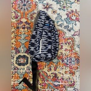 Kavu Navy and White Rope Sling Backpack